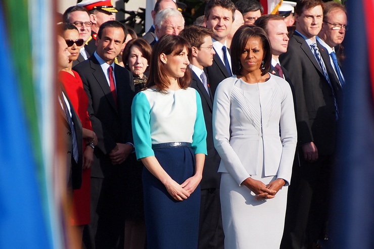 Las dos primeras damas durante una visita oficial a los Estados Unidos.