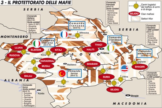 Mafia Clans/KFOR sectors -map made by Laura Canali