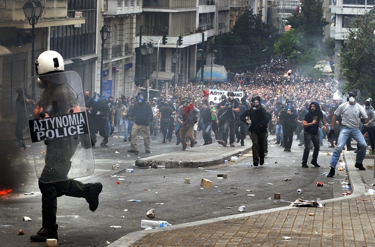 Manifestación por los recortes sociales en Grecia (2010) 