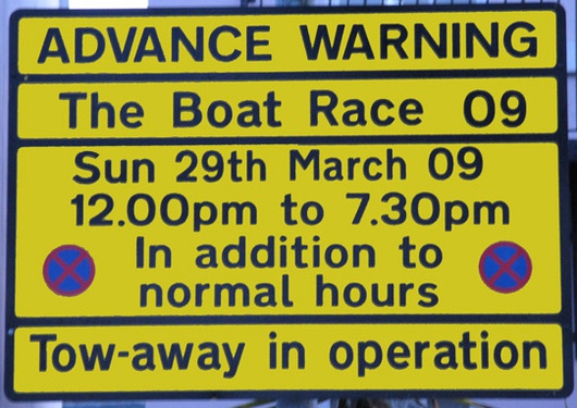 Boat race sign