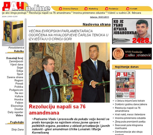 "Esortiamo il governo e la giustizia a mostrarci la volontà di lottare contro la corruzione": Marko segue il processo di integrazione del Montenegro nell'Ue sul giornale