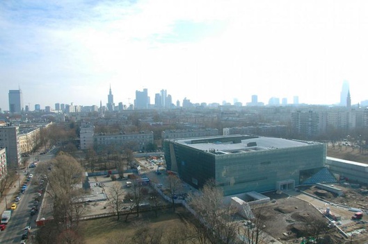 Przyszłe centrum kultury żydowskiej w Warszawie widziane z lotu ptaka. 