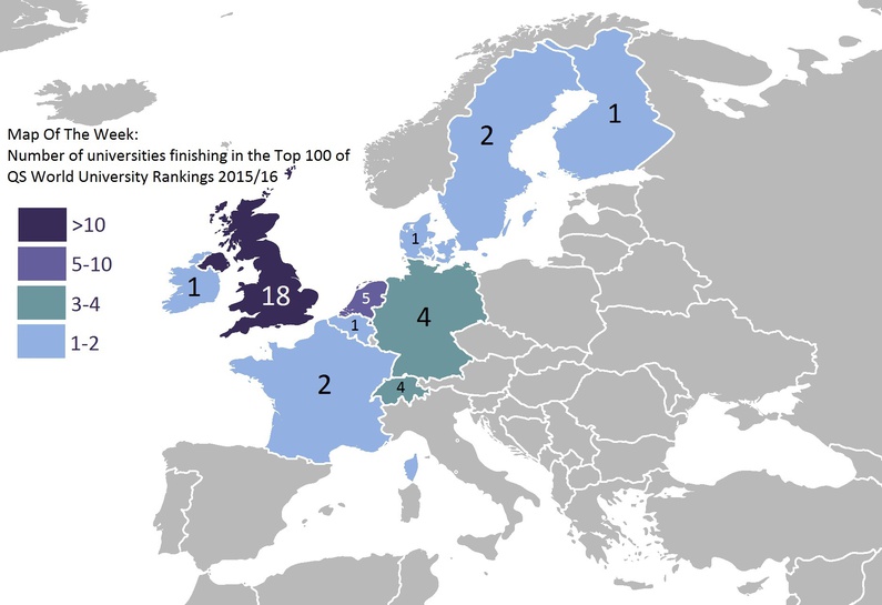 Map the week: the best universities Europe