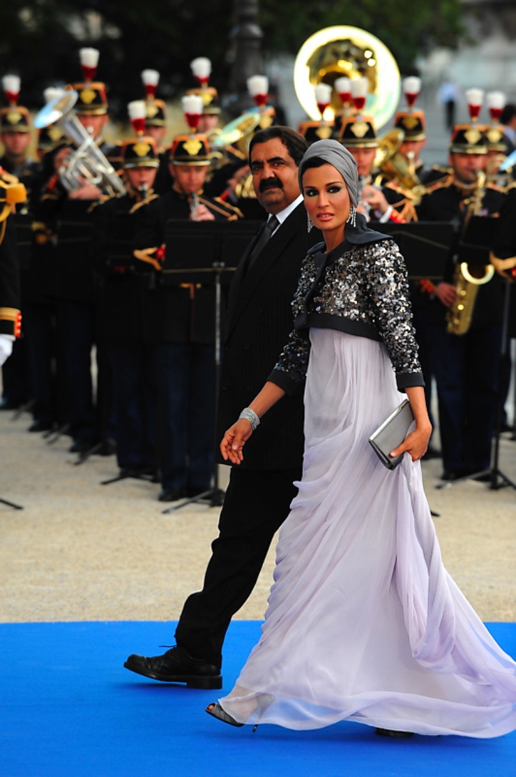 and his wife Sheikha Mozah Bint Nasser Al Misned