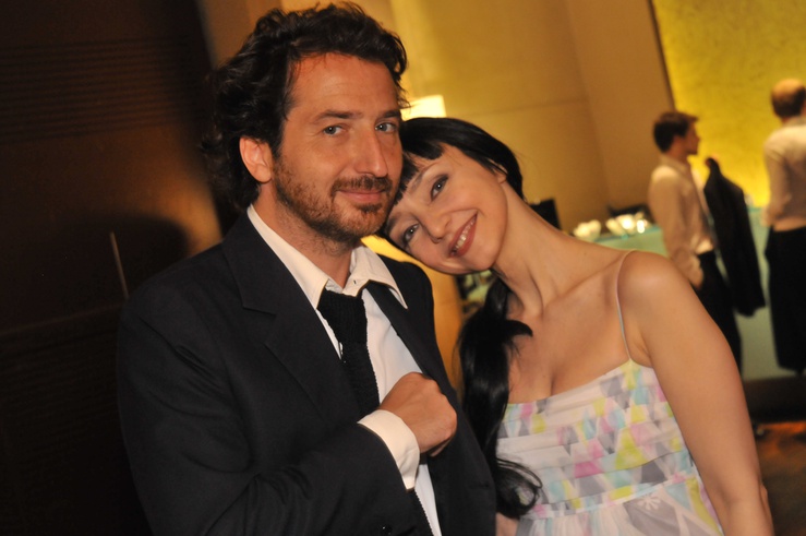 The Pulp Fiction actress with French co-star Edouard Baer