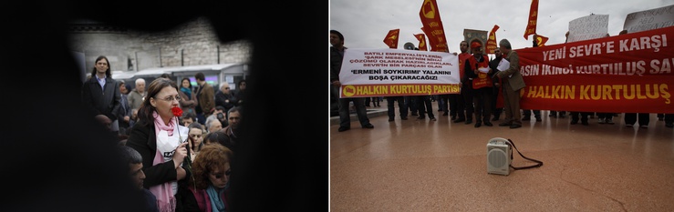 Decine di nazionalisti di un partito i comunisti hanno disturbato per tutta la sua durata la manifestazione silenziosa
