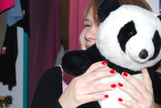 Panda mascot with Betty