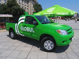 Just how green telecoms giant Globul tries to be in its street campaigns