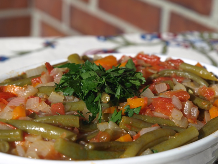 haricots plats à l'huile d'olive