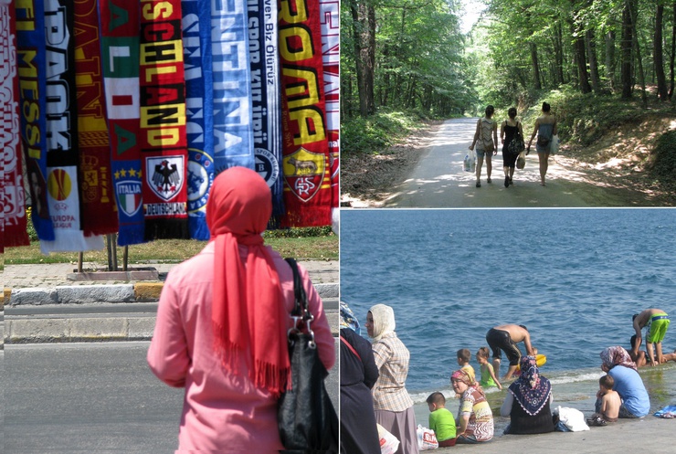 Mientras que algunas acatan un papel secundario, otras —como las jóvenes que practican deporte en el Bosque de Belgrado— muestran una actitud luchadora a fin de superar la visión tradicional de la mujer en Turquía.