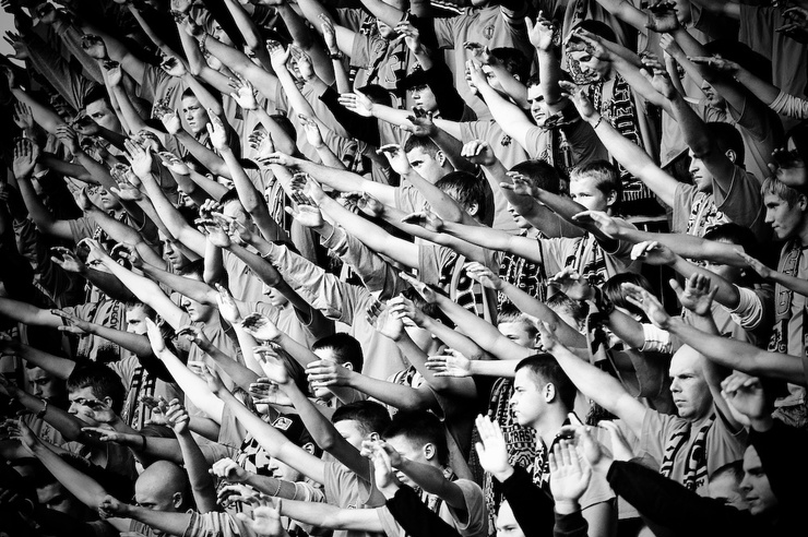 Fans of Lech Poznan, a Polish club.