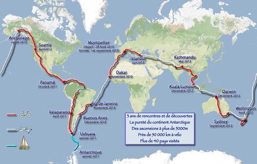 Trois ans, cinq continent, 50 000 kilomètres et 40 pays