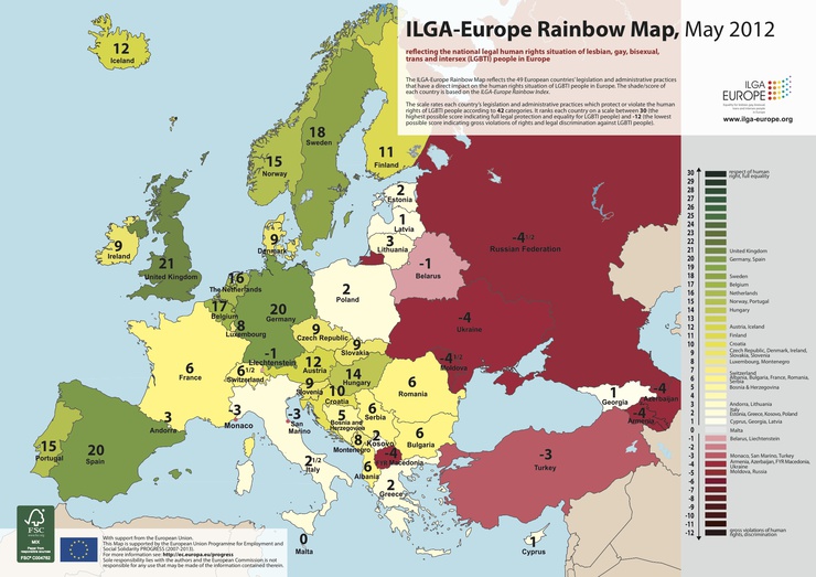 Die Karte zeigt den rechtlichen Status nciht-heterosexueller Menschen.