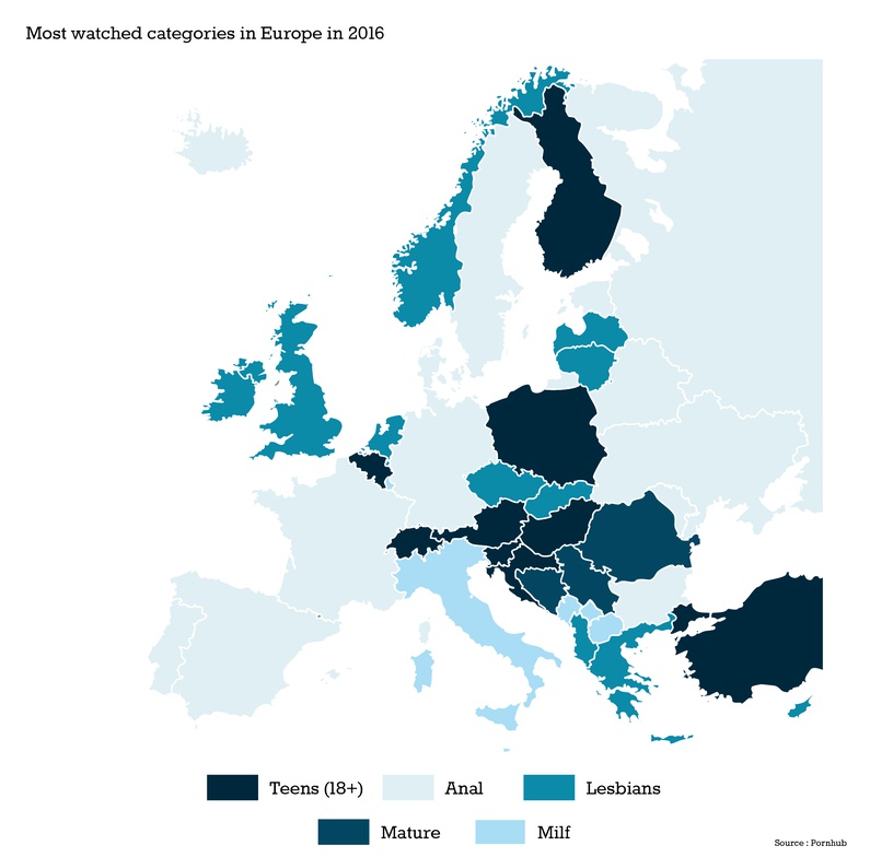 Most Watched - Exploring Europe's taste in porn