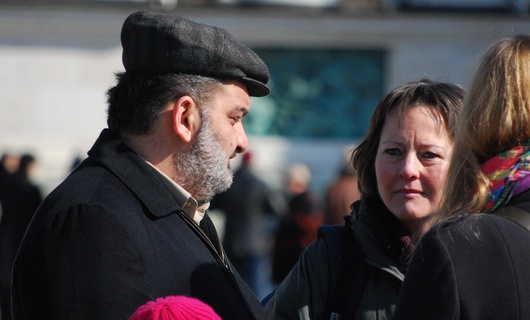 Roma civil rights foundation head Aladár Horváth (L) wants to run as a candidate in the elections