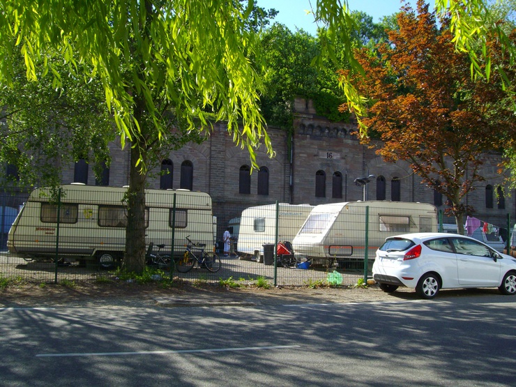 El único campamento legal de gitanos en Estrasburgo.