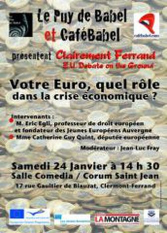 Image for Participez au débat "Votre €uro, quel rôle dans la crise économique ?" à Clermont-Ferrand