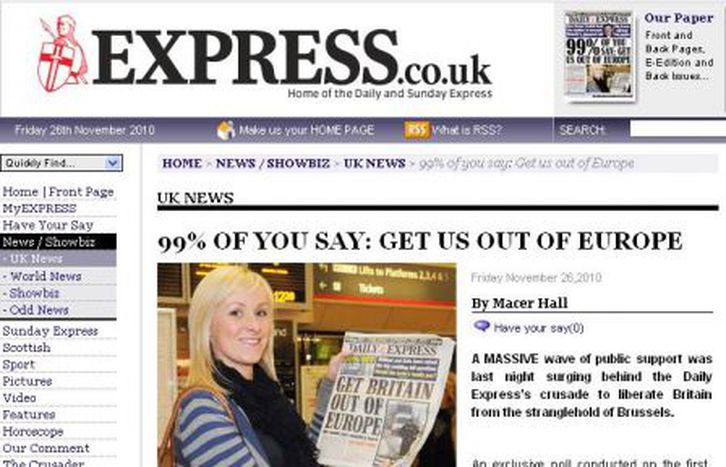Image for 99% of people want Britain out of the EU? Daily Express North Korea’s style polling