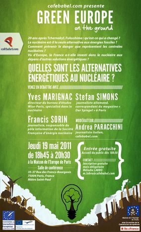 Image for cafebabel.com Paris DEBATE 19 May, from 18:30: What are the alternatives to nuclear energy?